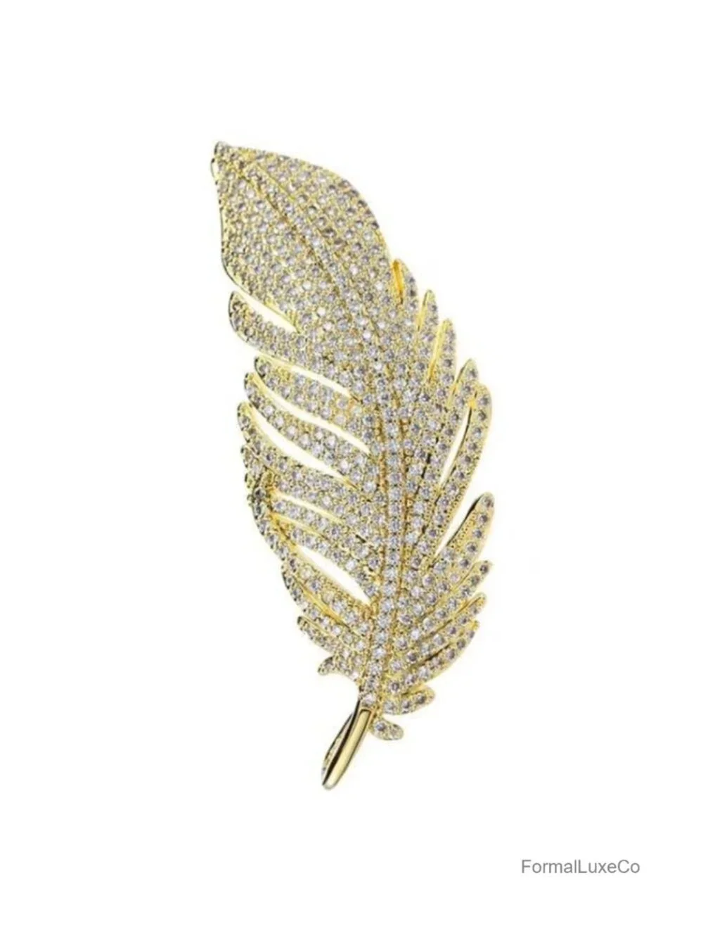 Sparkling Crystal Rhinestone Feather Brooch Pin for Wedding Bridal Party